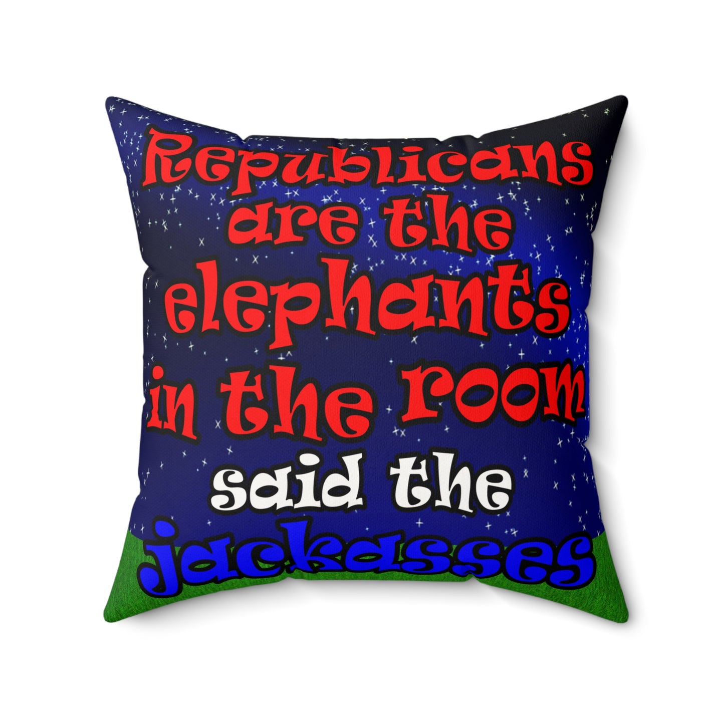 donkeys and elephants - Faux Suede Square Pillow - ('snoops' background)