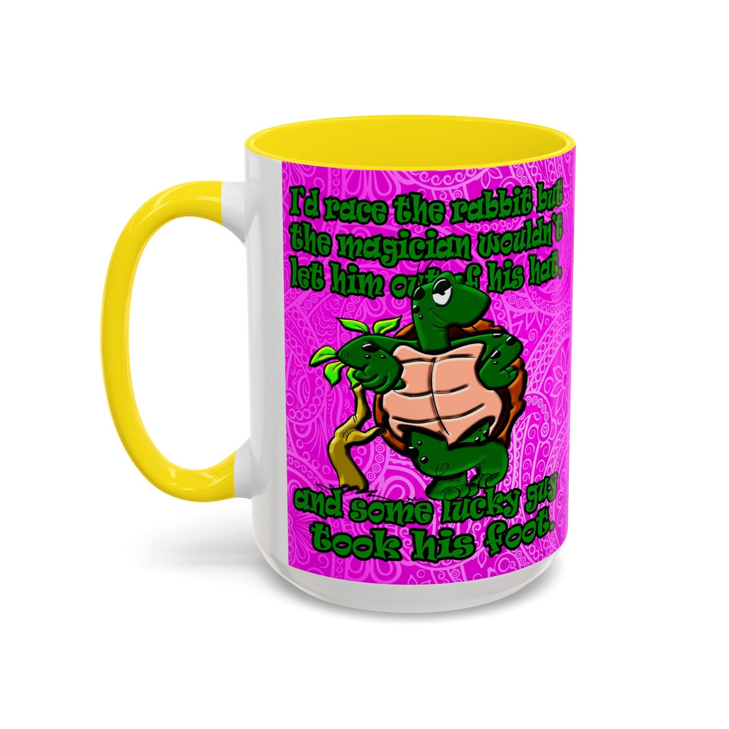 turtle race - Accent Mug (pink swirl)