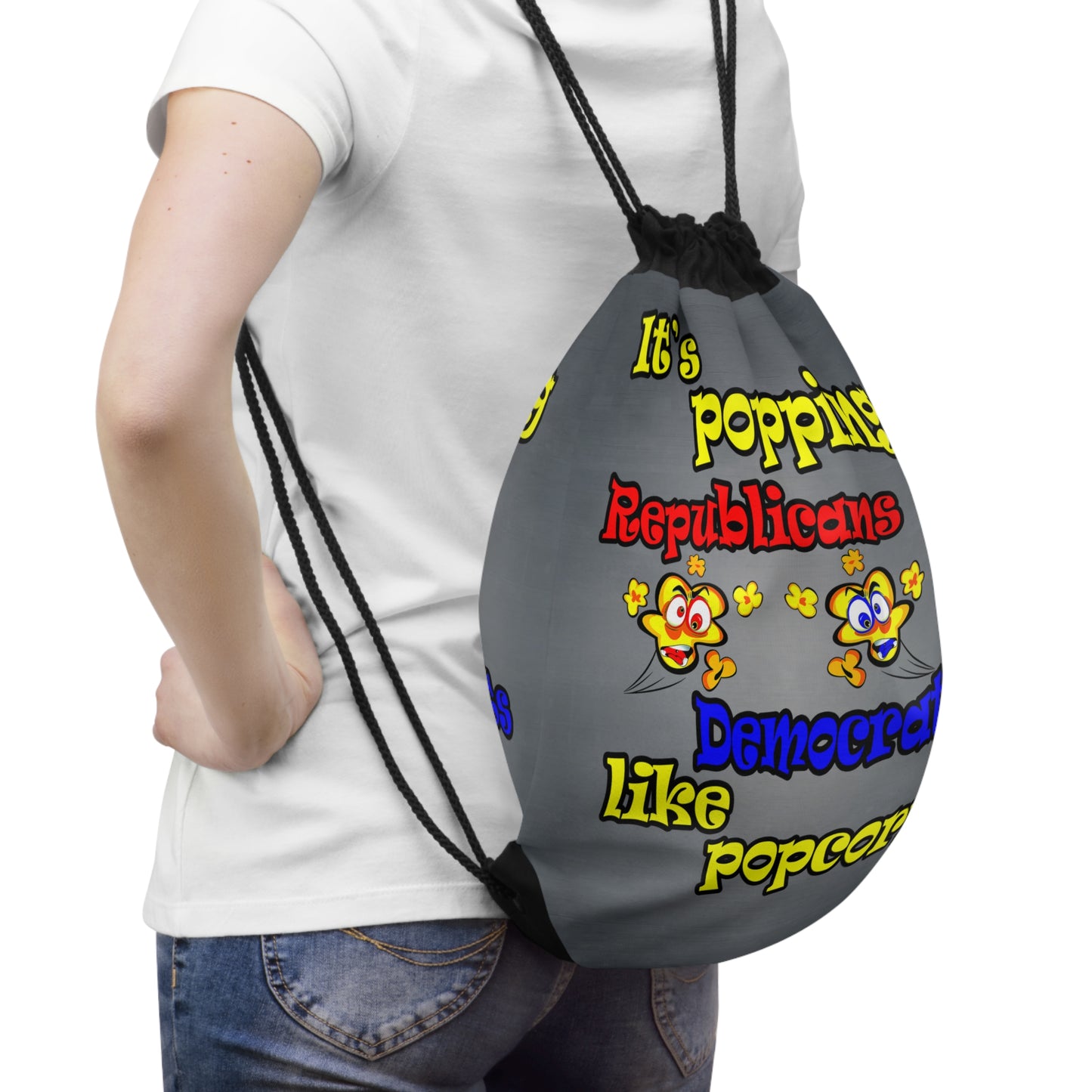 popping like popcorn - Drawstring Bag (grey-light grey)