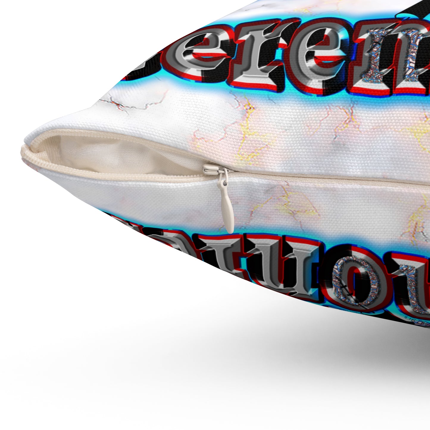 em cee squared - Spun Polyester Square Pillow - (white marble)