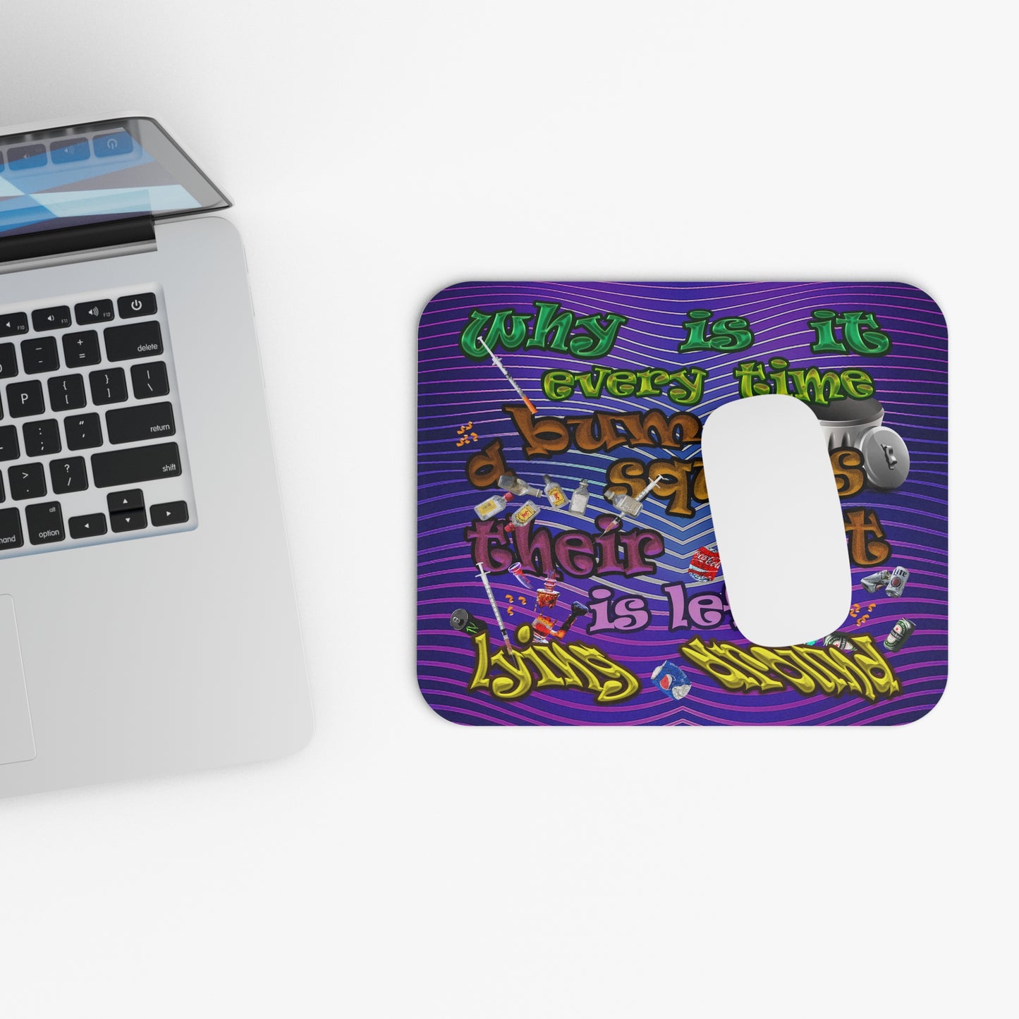 the bum's shit - Mouse Pad (Rectangle) (purple wave)