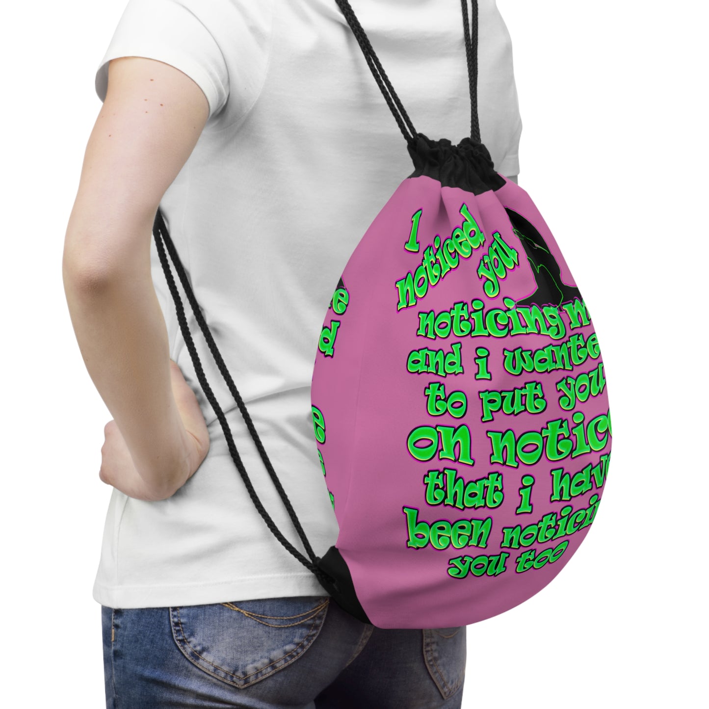 noticed you noticing - Drawstring Bag (light pink)