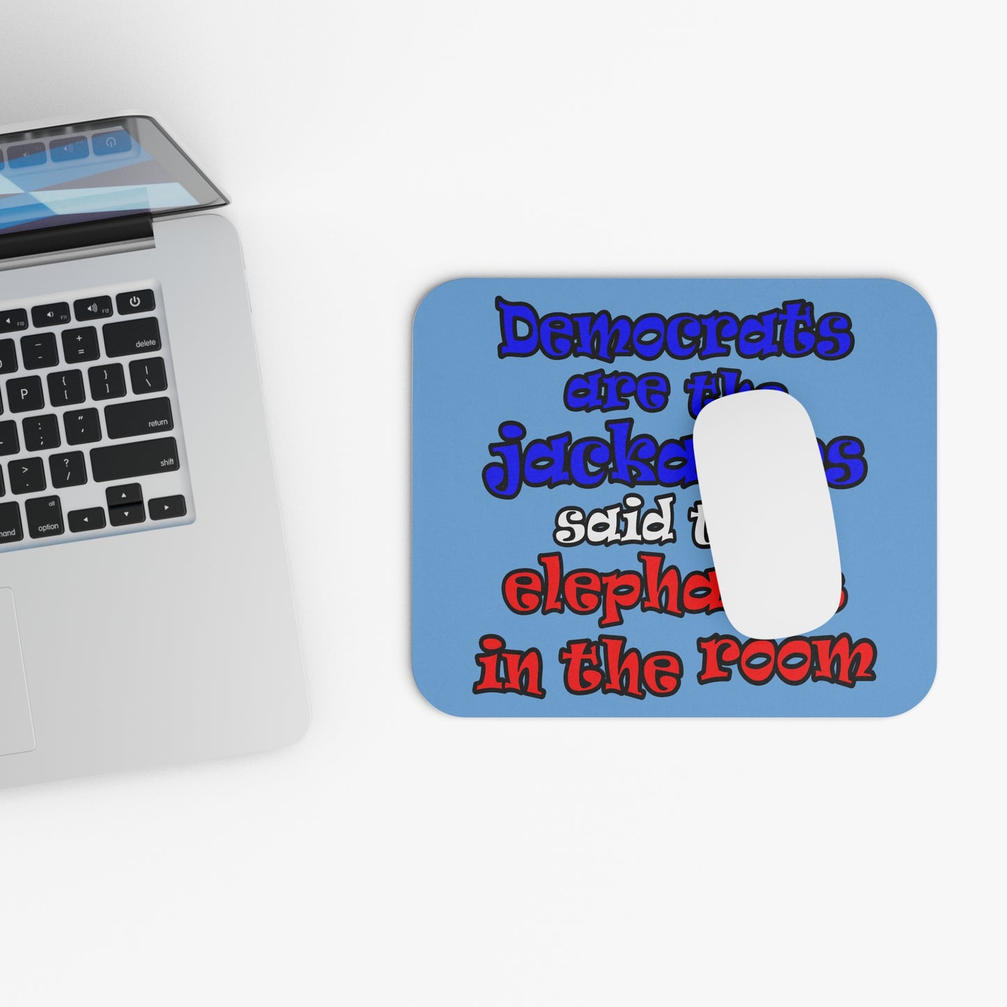 donkeys and elephants - Mouse Pad (Rectangle) (light blue)