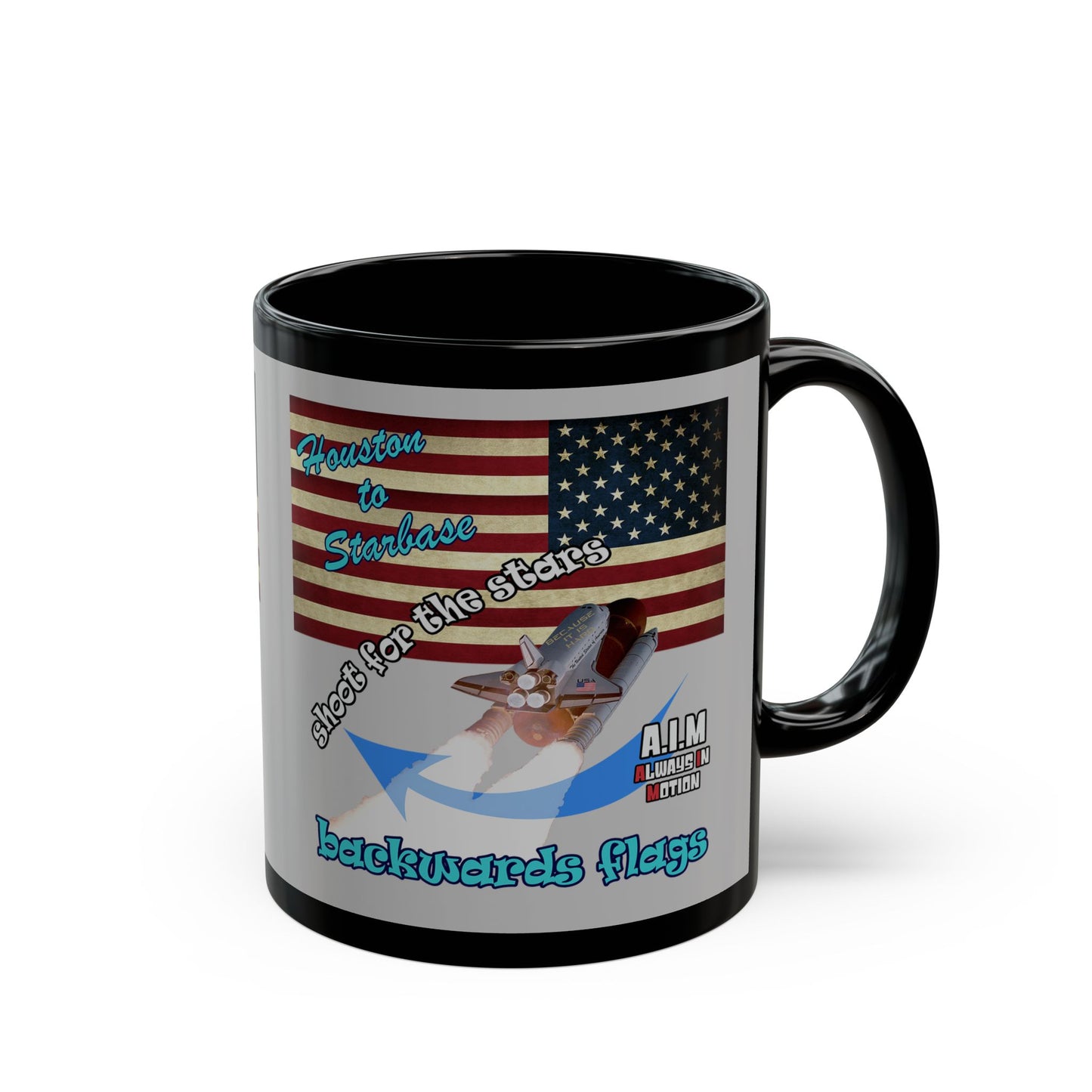 shoot for the stars - Black Mug (light grey)