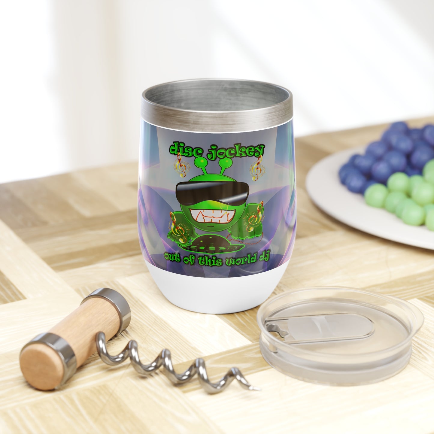 disc jockey - Chill Wine Tumbler (grey-pink wave)