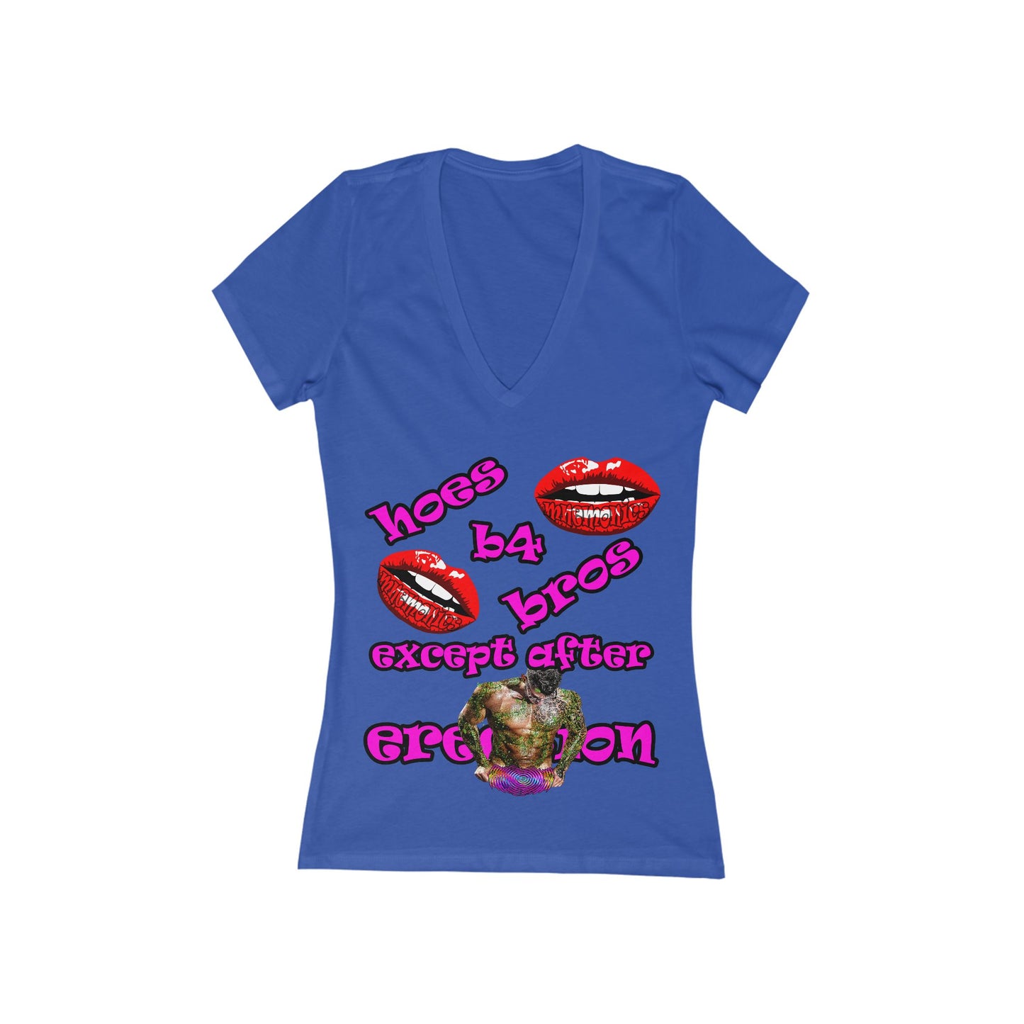 hoes b4 bros - Women's Jersey Short Sleeve Deep V-Neck Tee