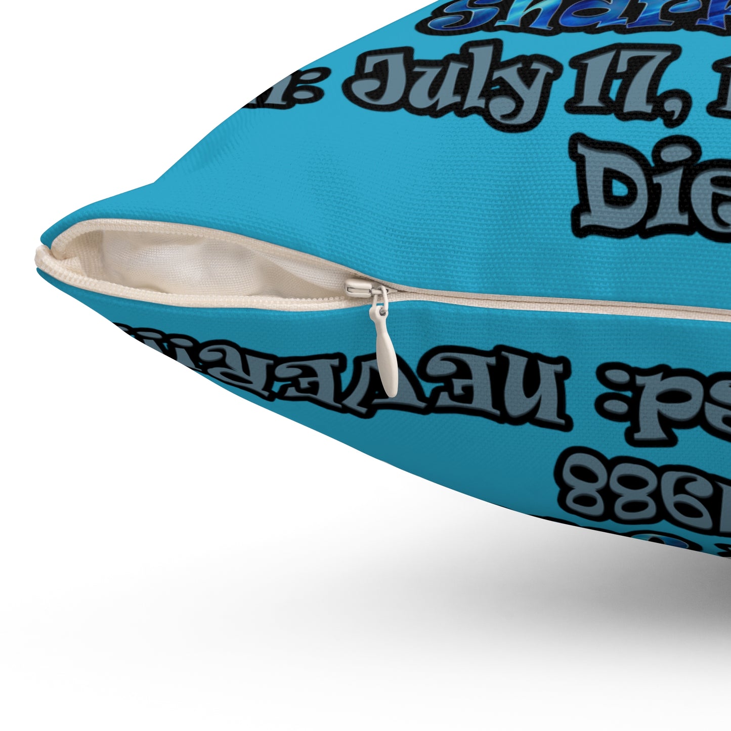 shark week - Spun Polyester Square Pillow - (turquoise)