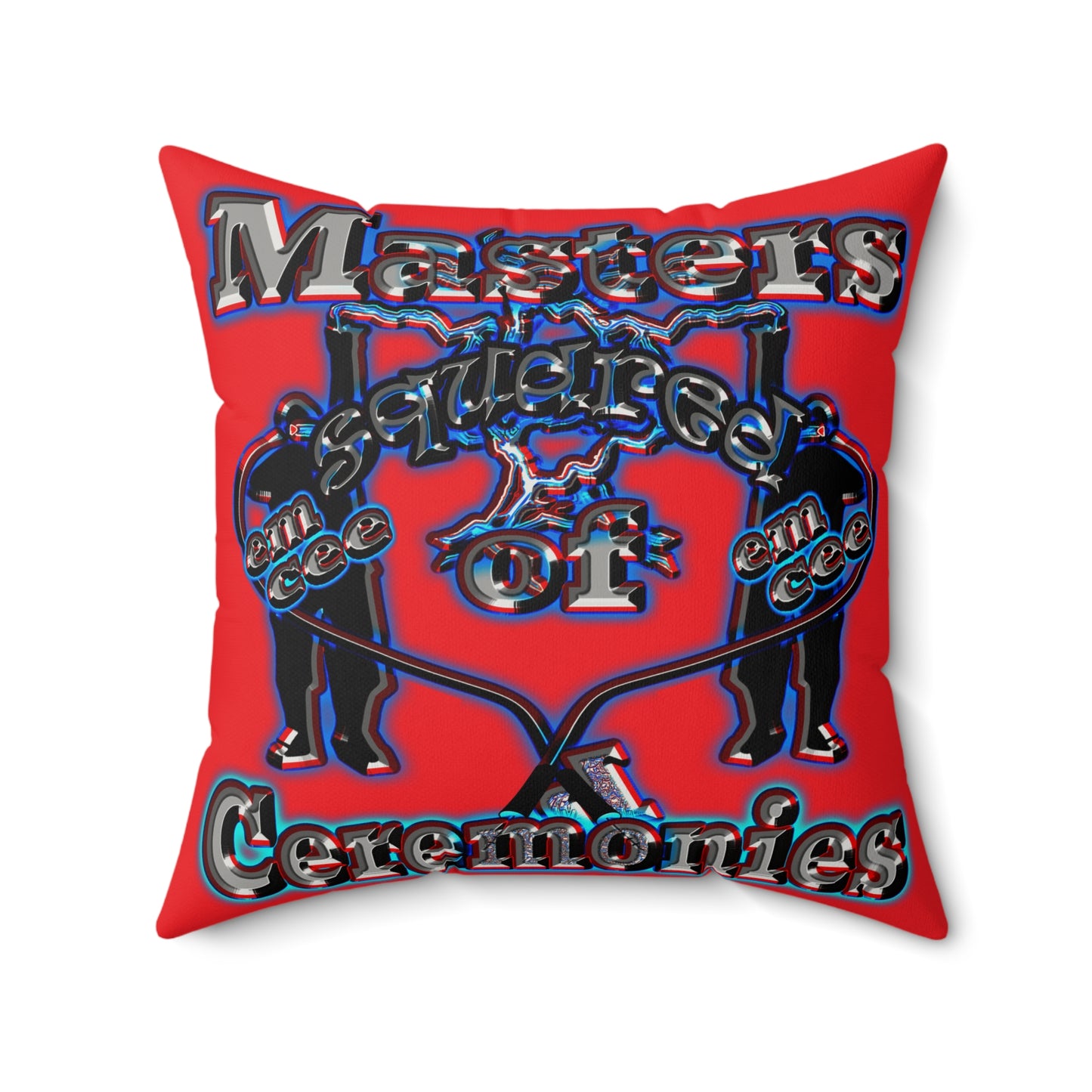 em cee squared - Faux Suede Square Pillow - (red)