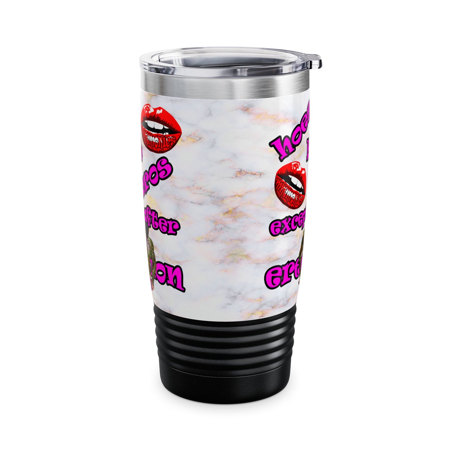 hoes b4 bros - Ringneck Tumbler, 20oz (white marble)
