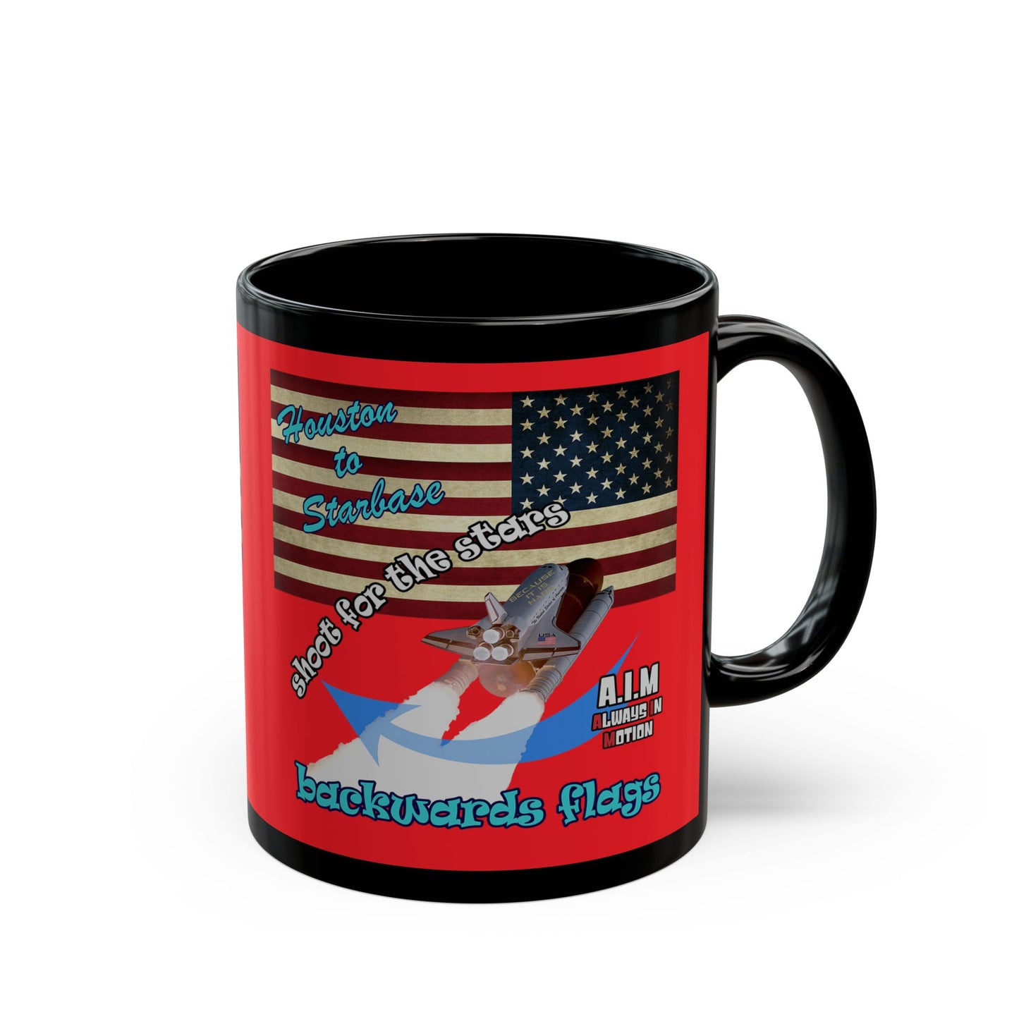 shoot for the stars - Black Mug (red)