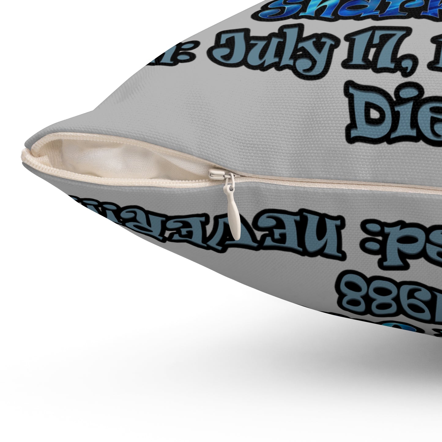shark week - Spun Polyester Square Pillow - (light grey)