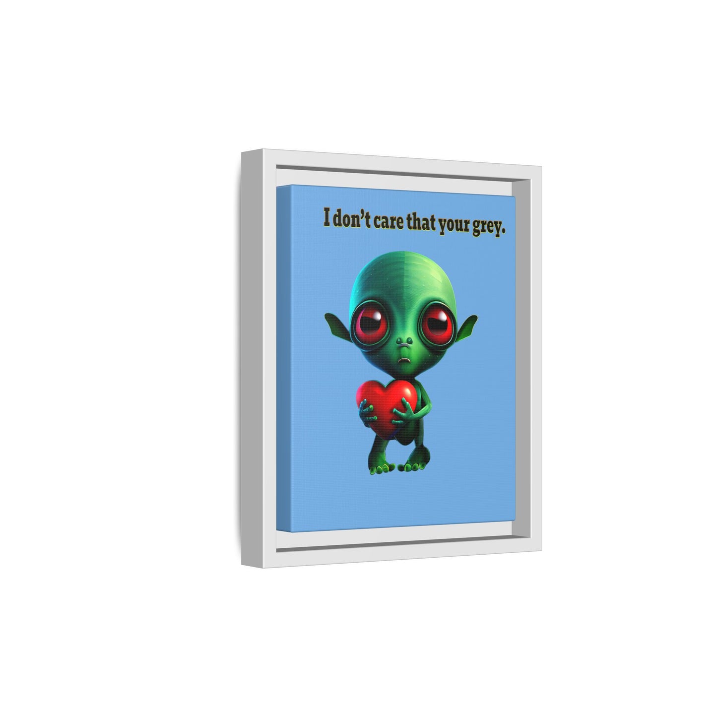 I don't care that your grey - framed canvas art (light blue)