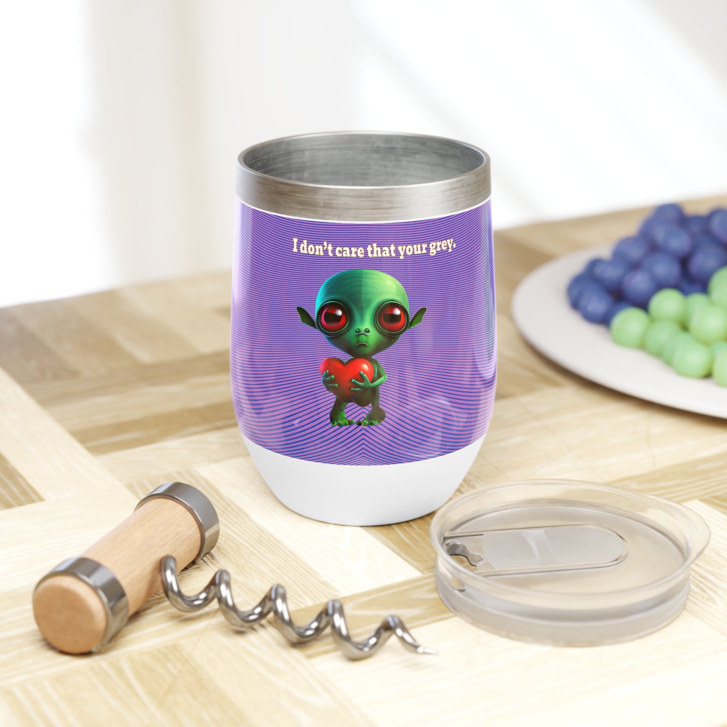 I don't care that your grey - Chill Wine Tumbler (light blue-purple wave)