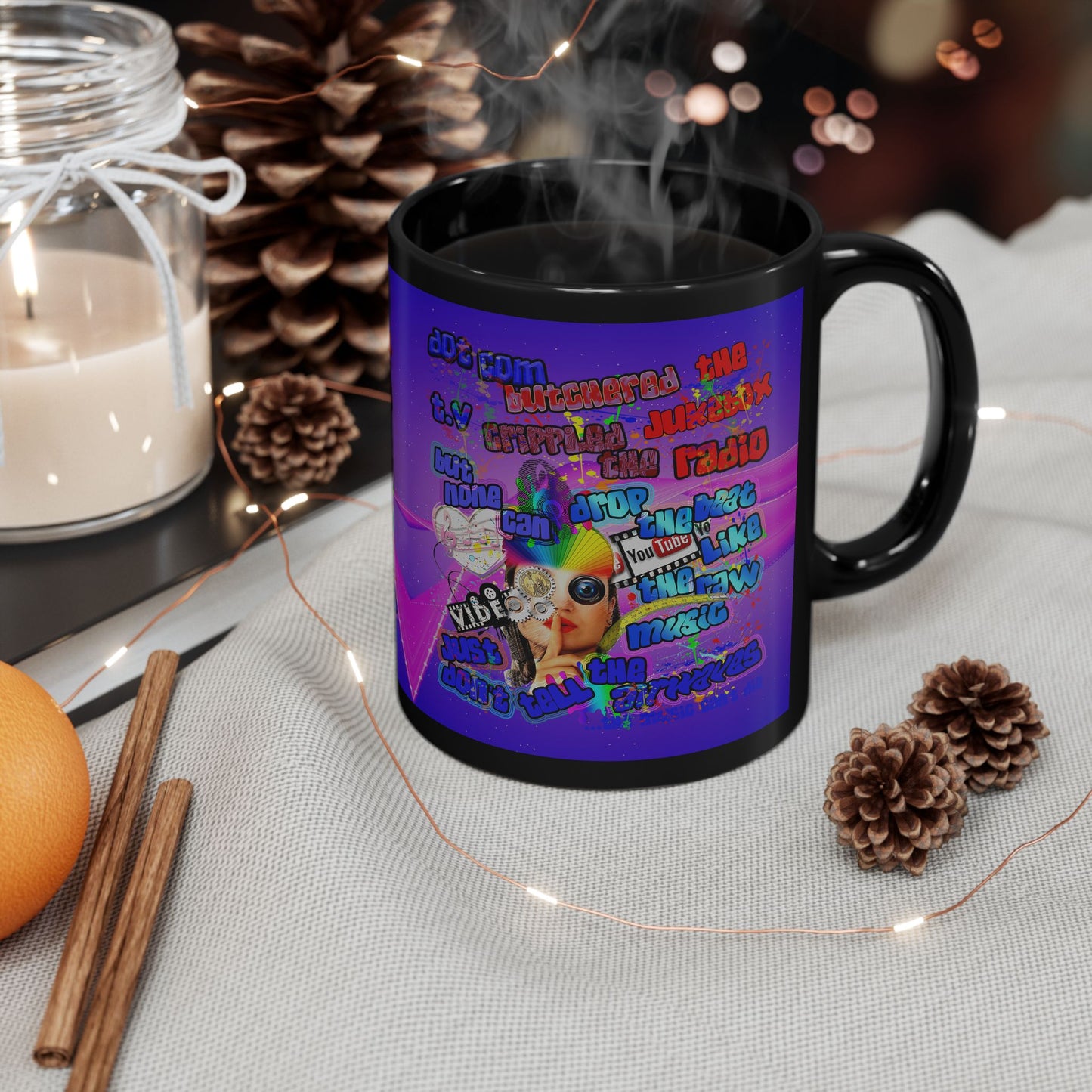 drop the beat - Black Mug (purple-pink wave)