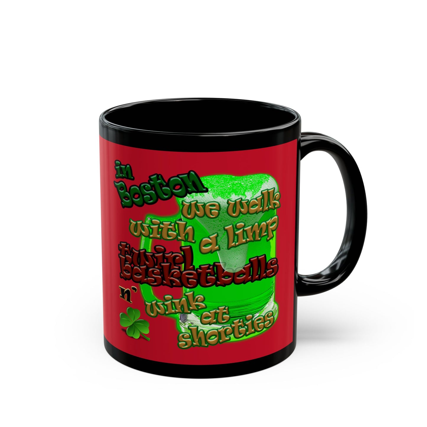 celtics logo - Black Mug (dark red)
