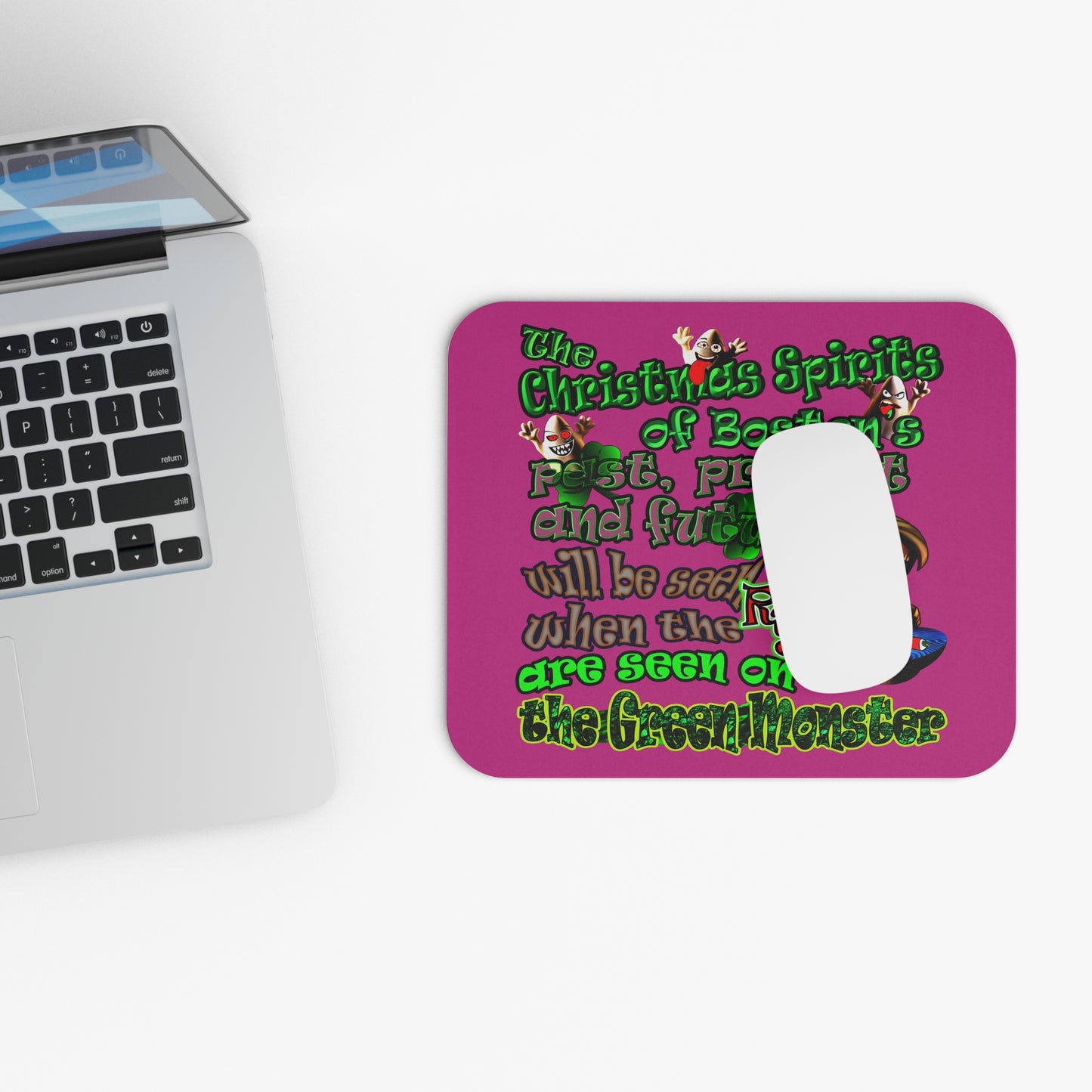 christmas spirits of boston - Mouse Pad (Rectangle) (pink)