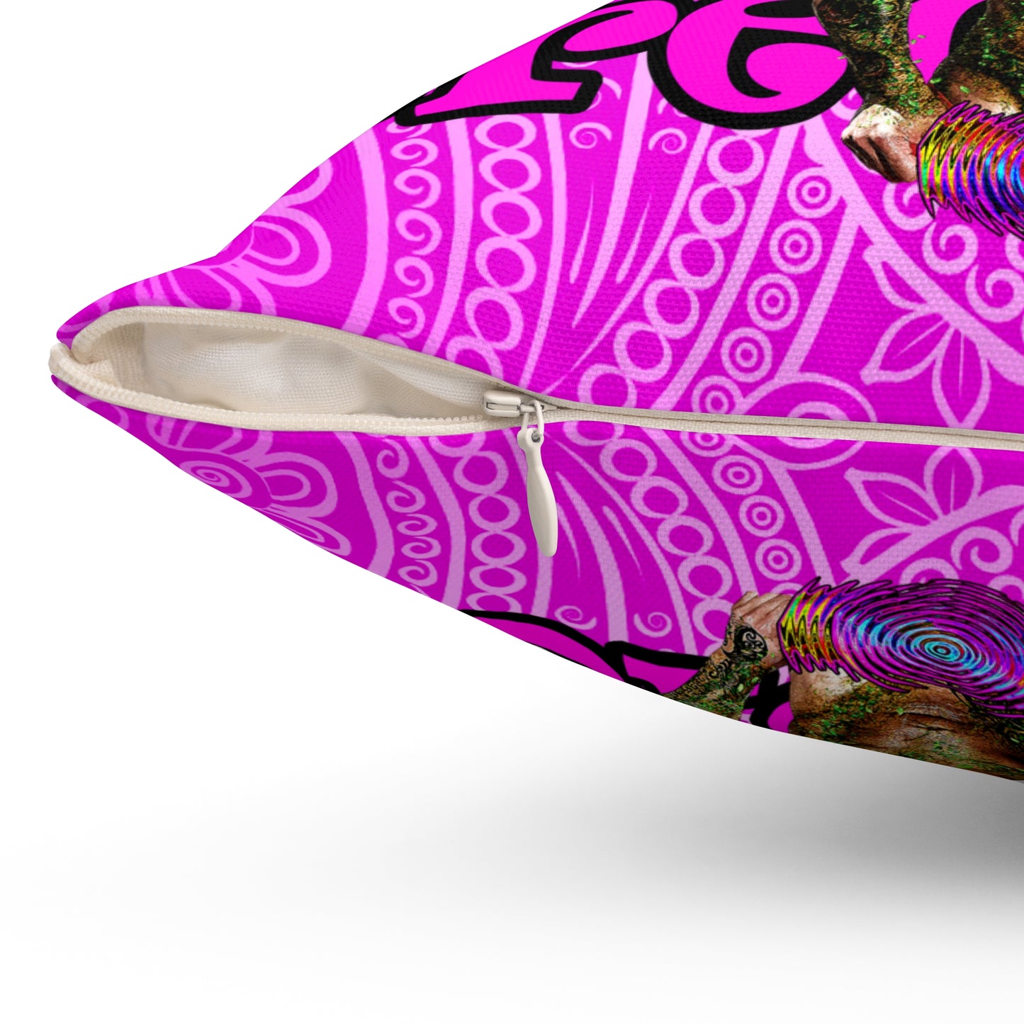 hoes b4 bros - Spun Polyester Square Pillow - (pink swirl)