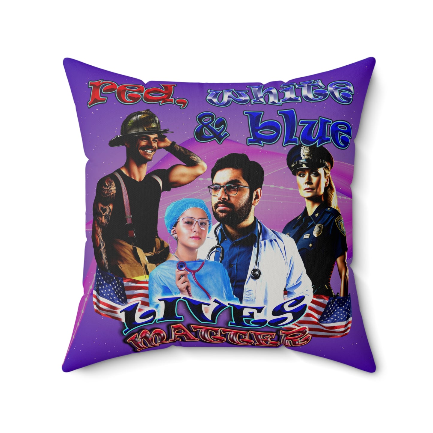 rw&b lives matter - Faux Suede Square Pillow - (purple-pink wave)