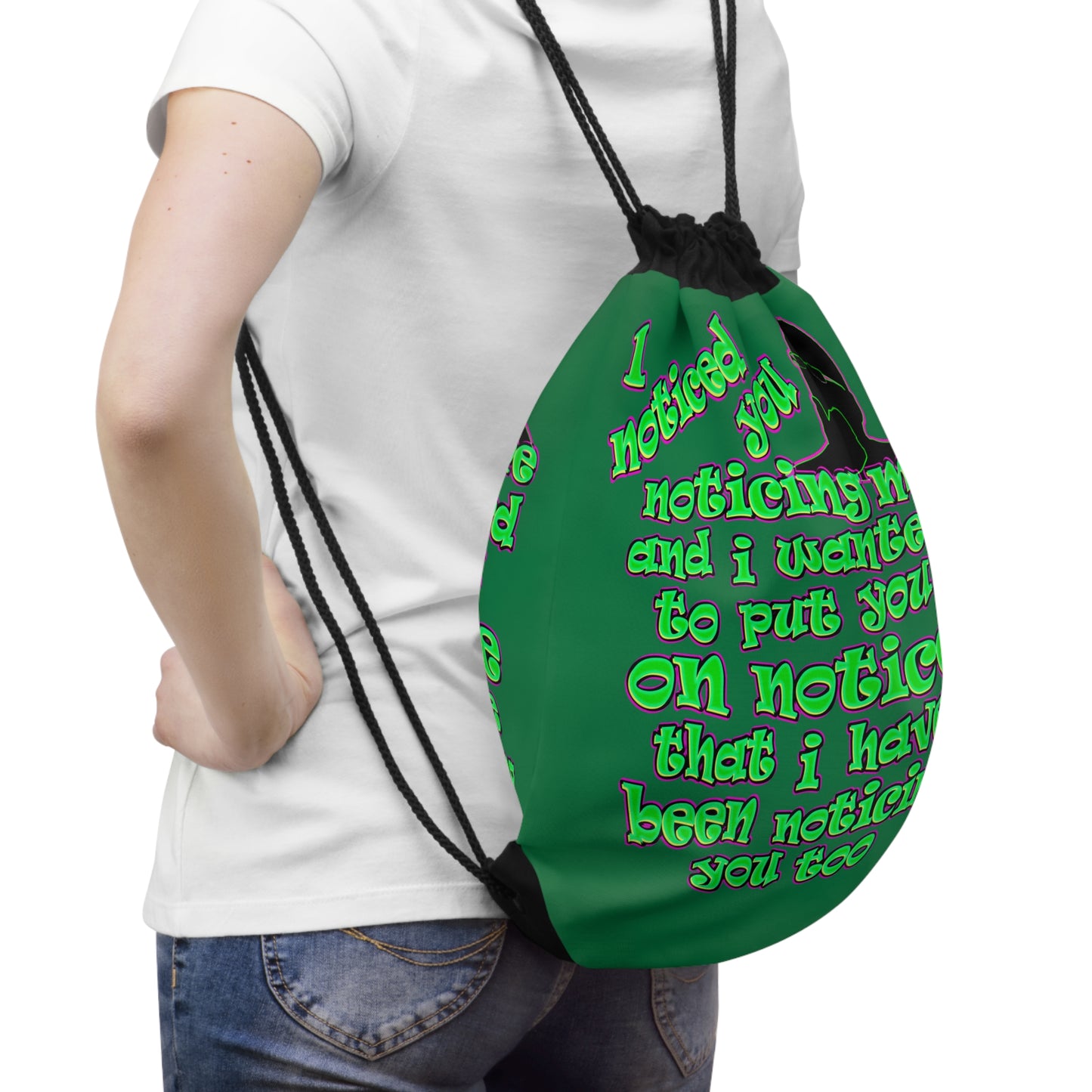 noticed you noticing - Drawstring Bag (dark green)
