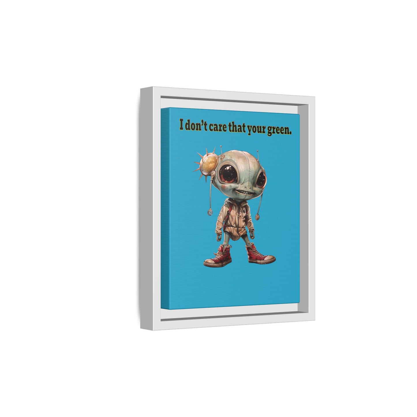 I don't care that your green - framed canvas art (turquoise)