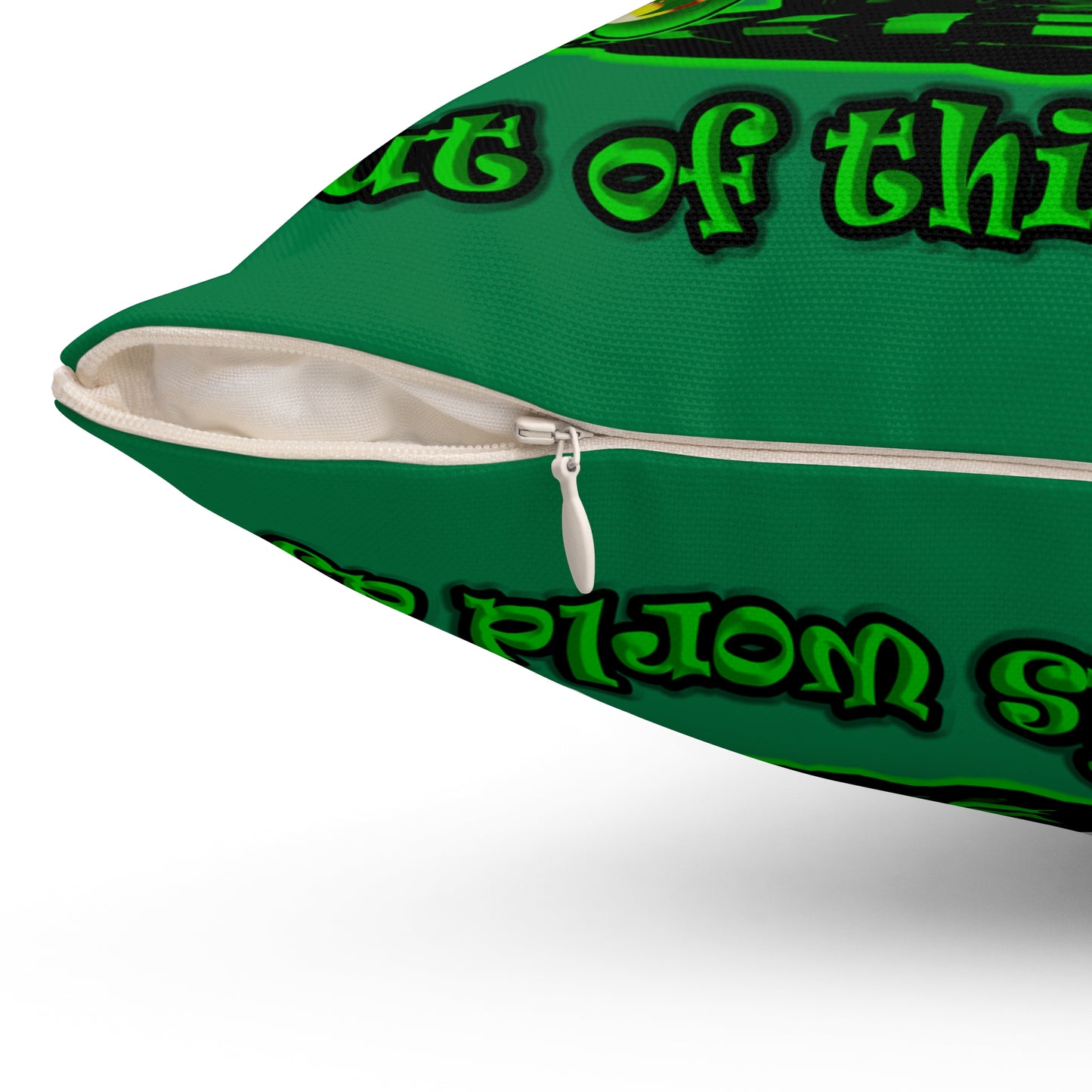 disc jockey - Spun Polyester Square Pillow - (dark green)
