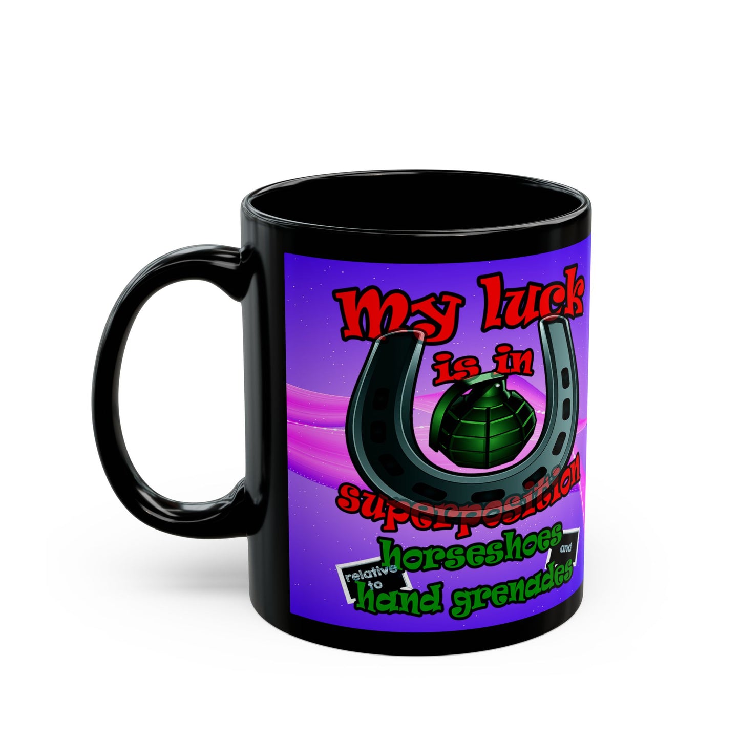 my luck - Black Mug (purple-pink wave)