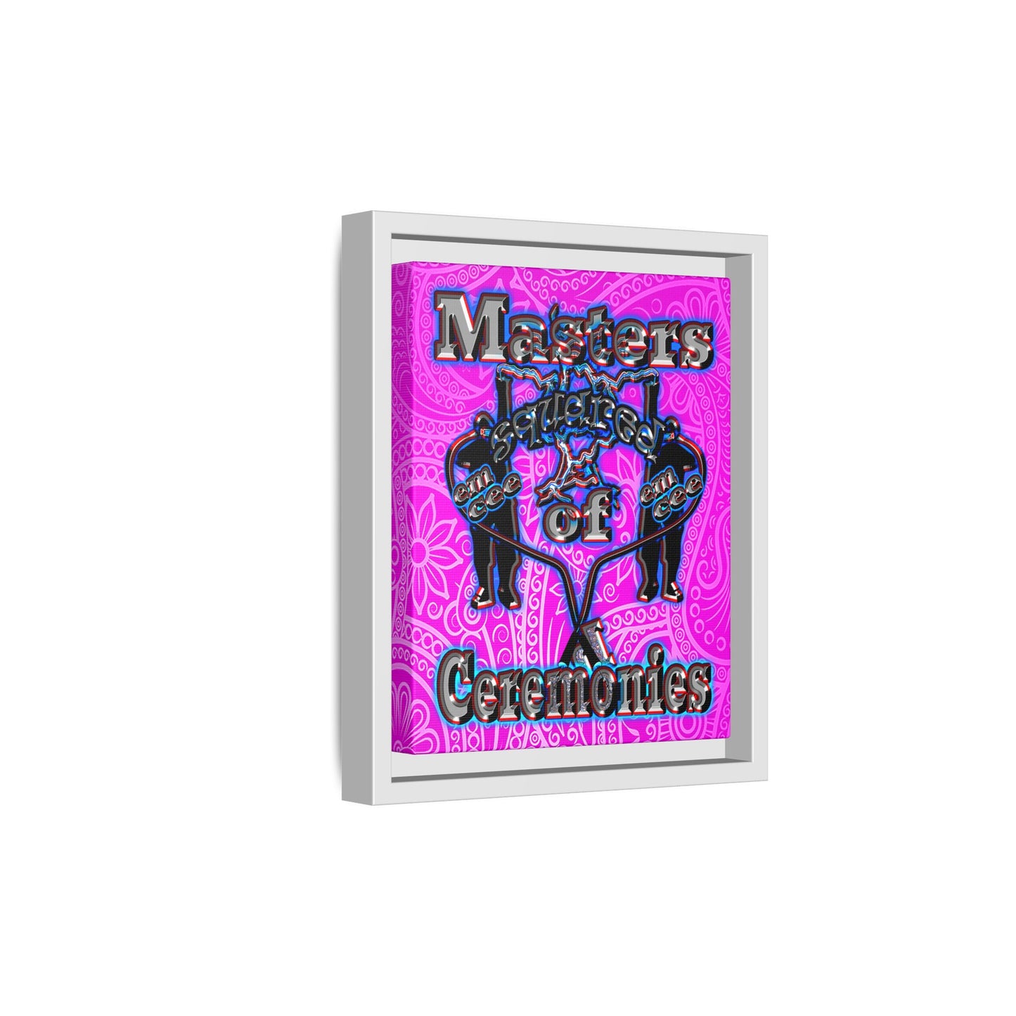 em cee squared - framed canvas art (pink swirl)