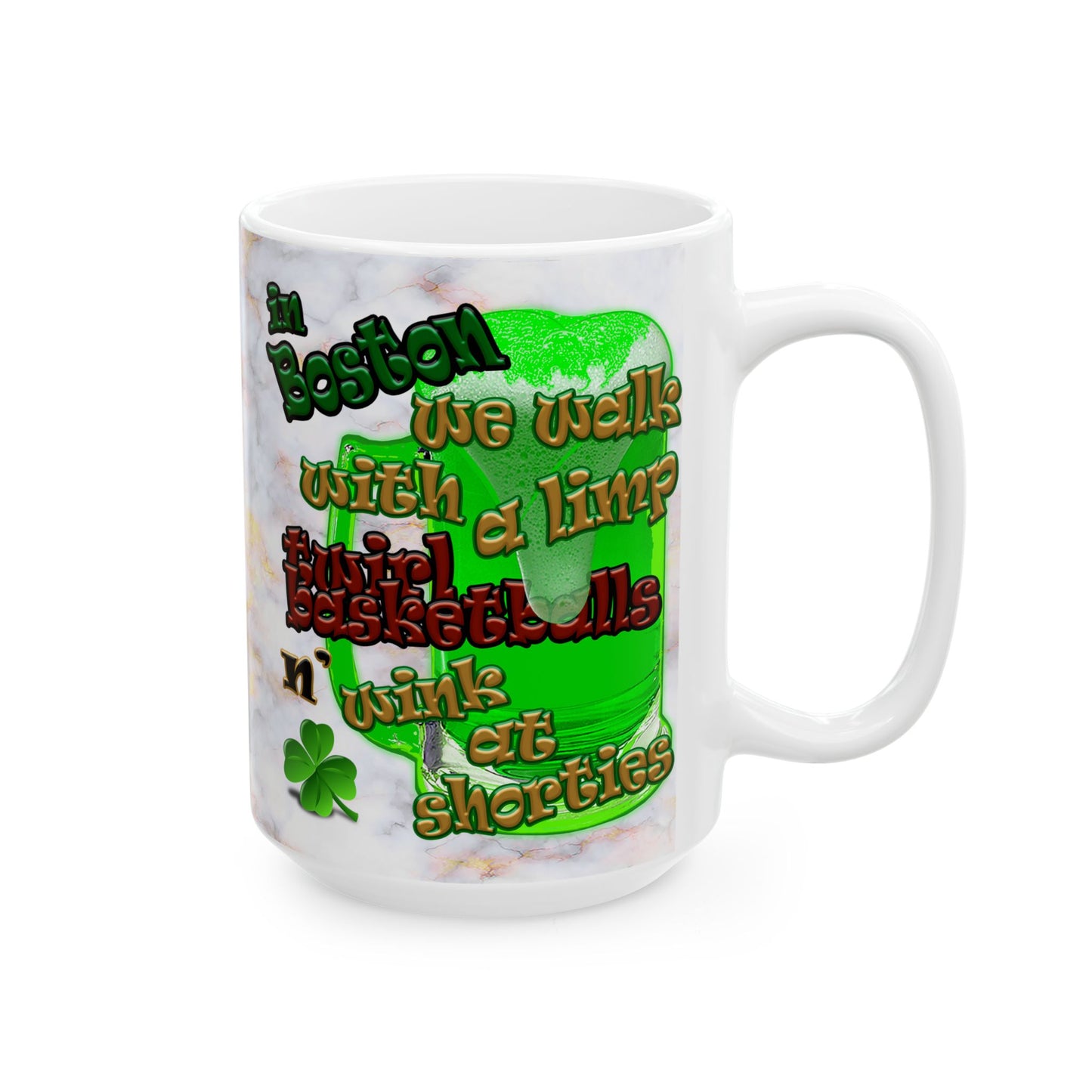celtics logo - White Mug (white marble)