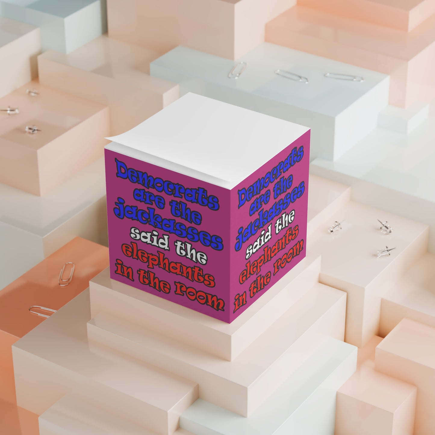 donkeys and elephants - note cube (pink)