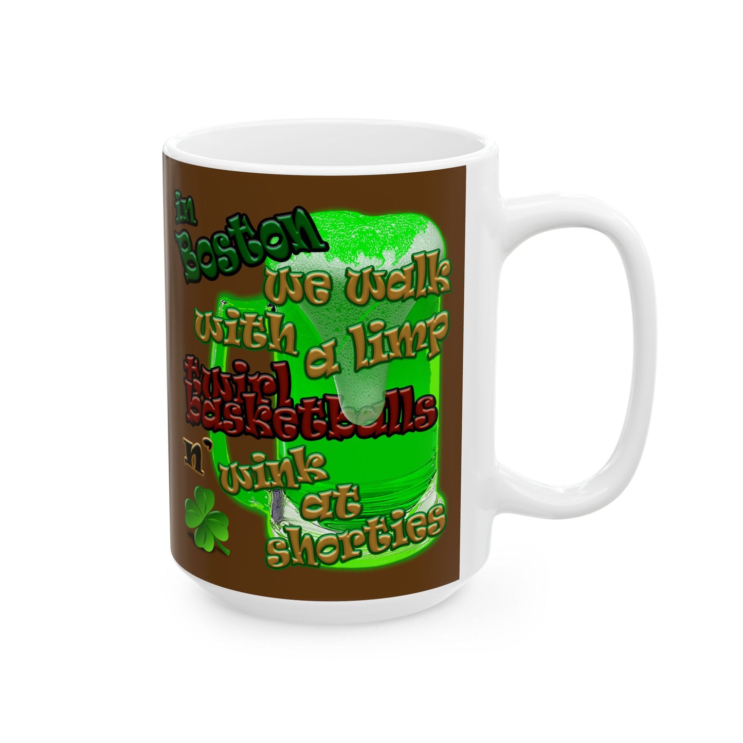 celtics logo - White Mug (brown)