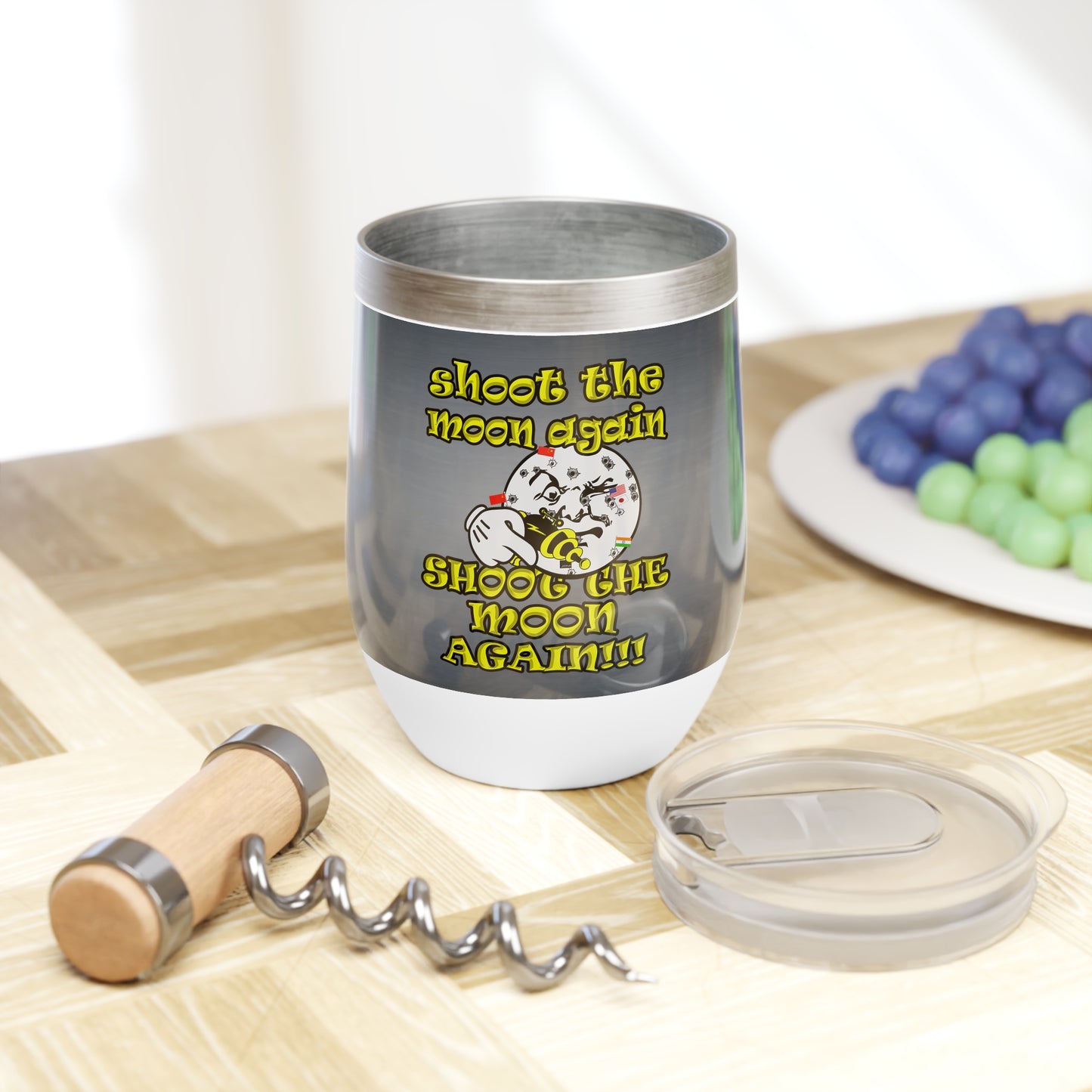 shoot the moon again - Chill Wine Tumbler (grey-light grey)