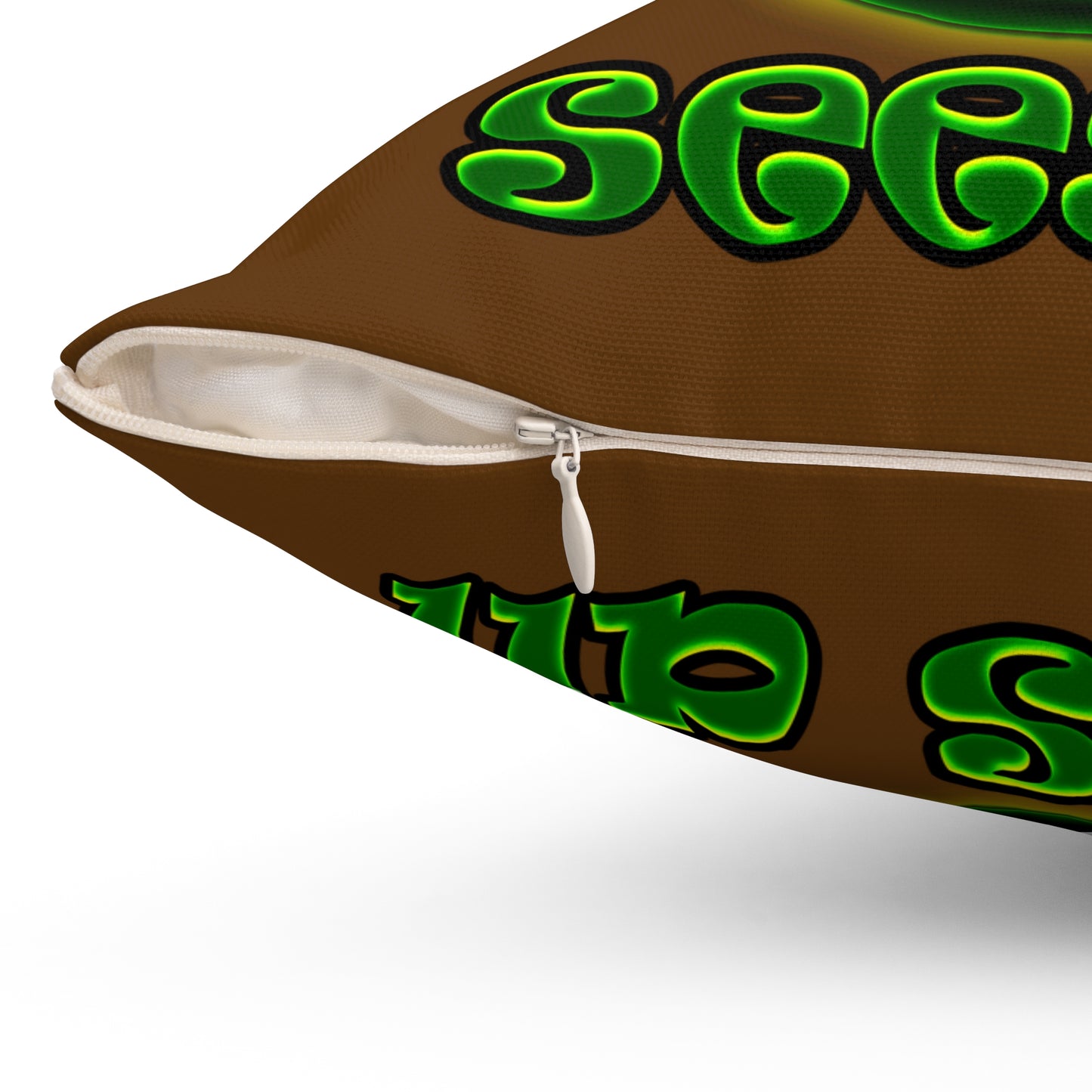 green monster - Spun Polyester Square Pillow - (brown)