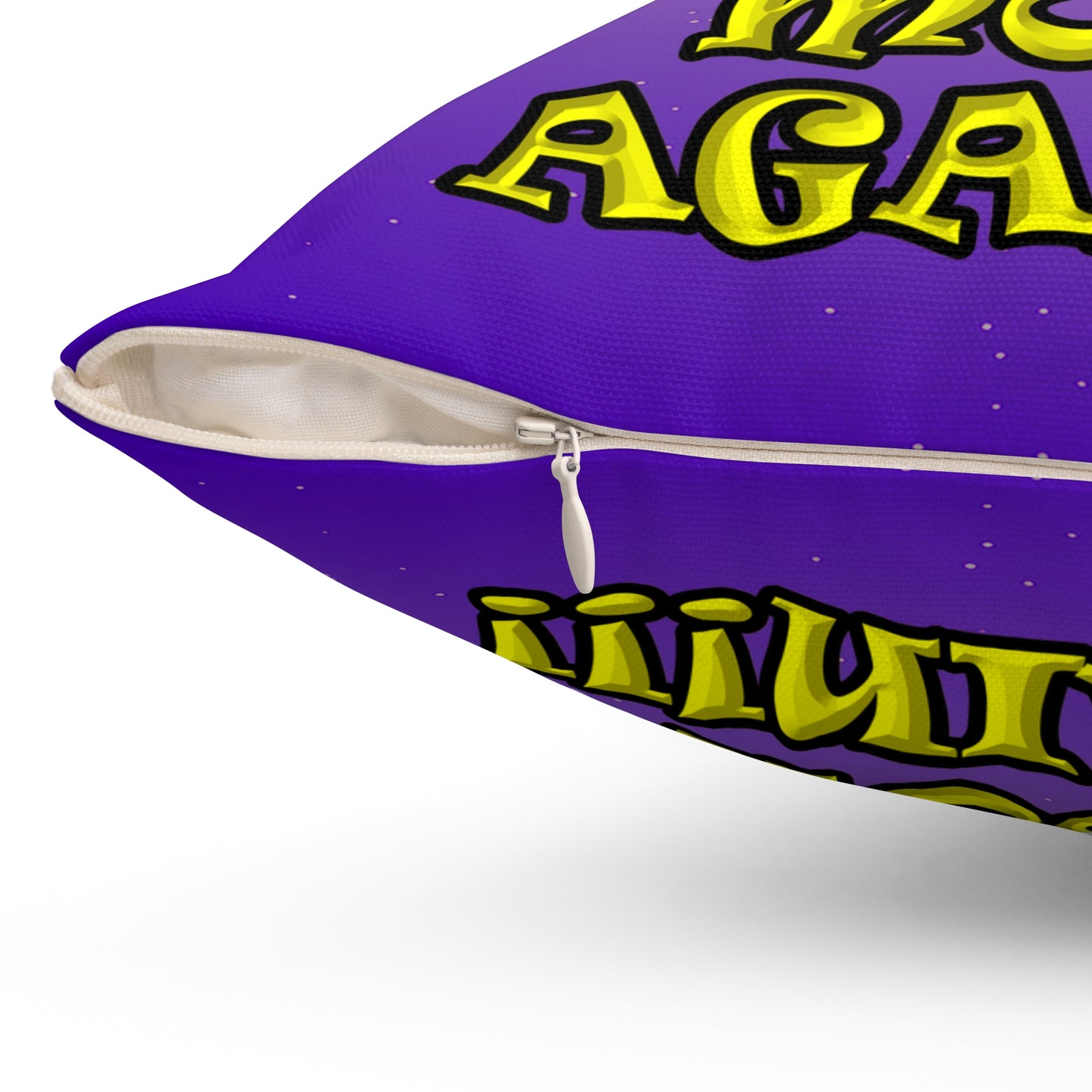 shoot the moon again - Spun Polyester Square Pillow - (purple-pink wave)