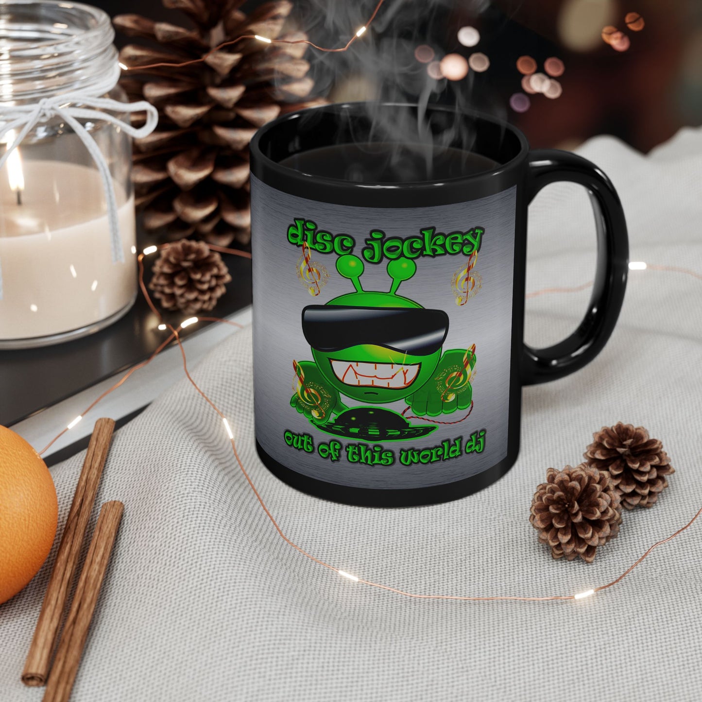 disc jockey - Black Mug (brushed nickel)