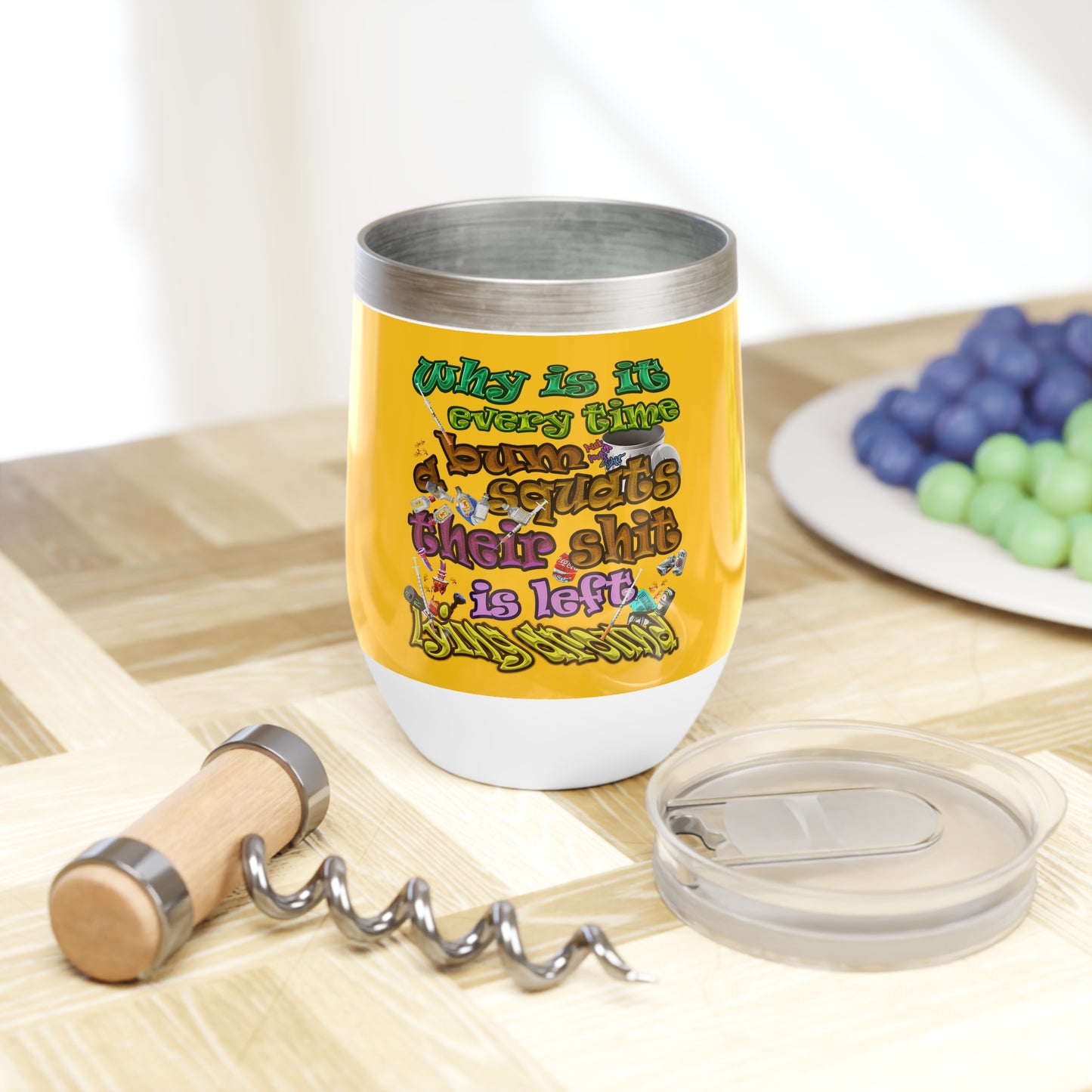 the bum's shit - Chill Wine Tumbler (yellow)