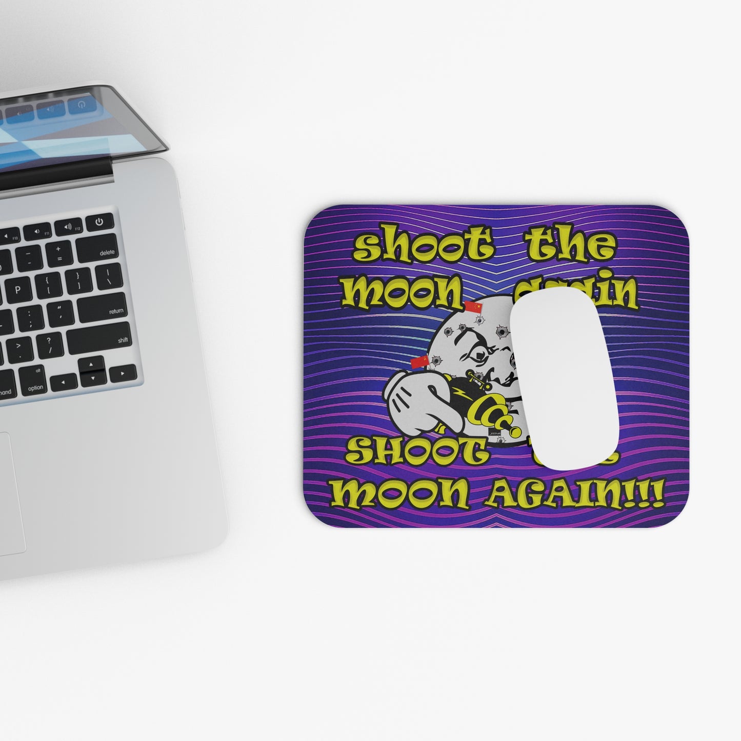 shoot the moon again - Mouse Pad (Rectangle) (purple wave)