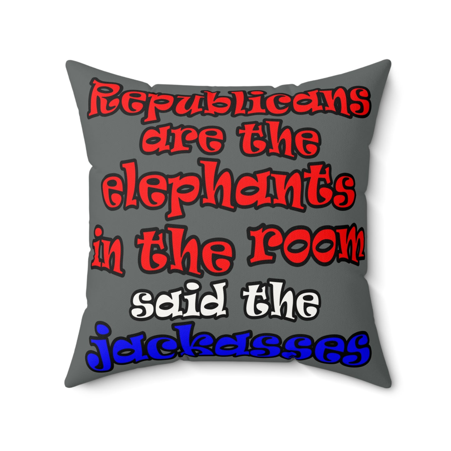 donkeys and elephants - Faux Suede Square Pillow - (dark grey)