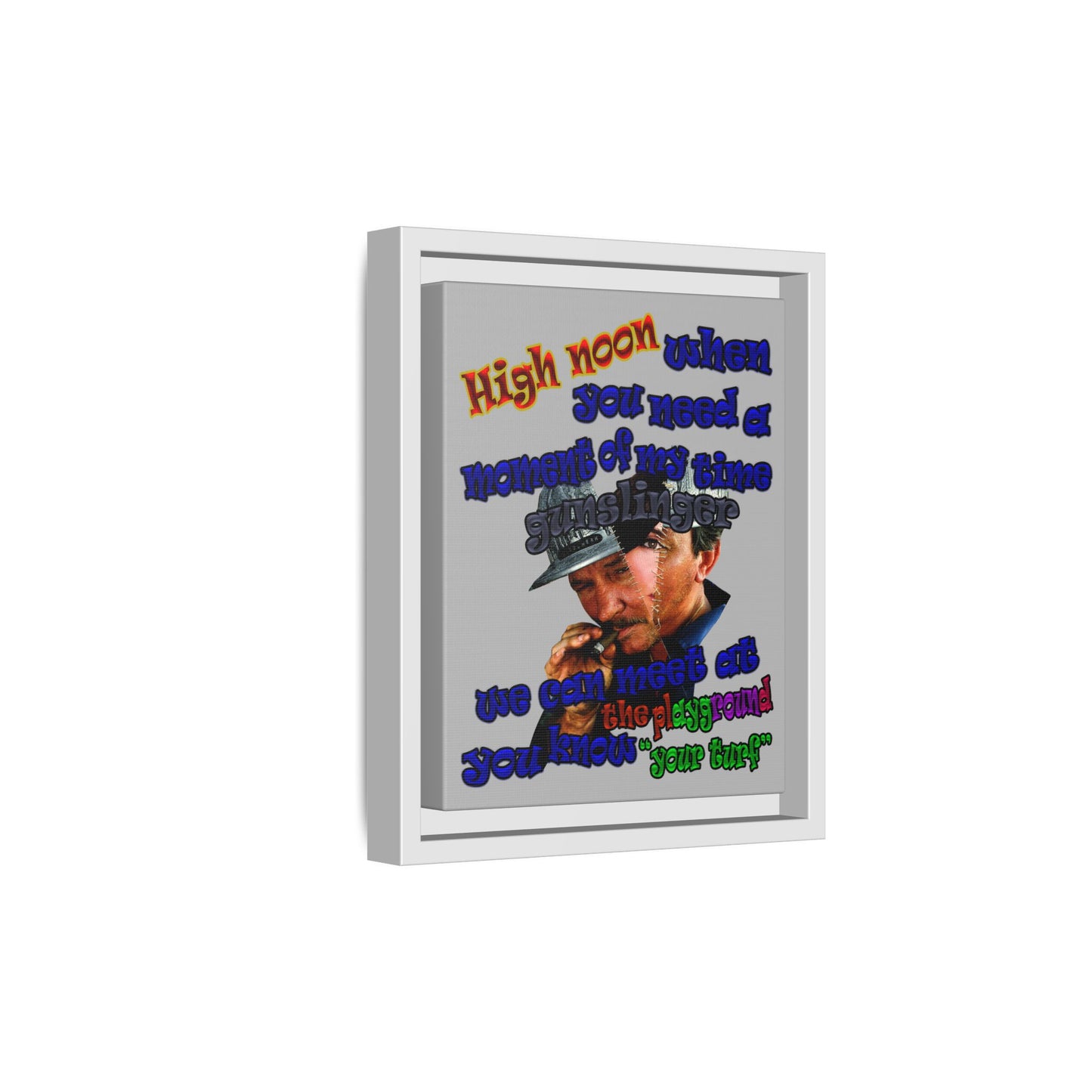 high noon - framed canvas art (light grey)