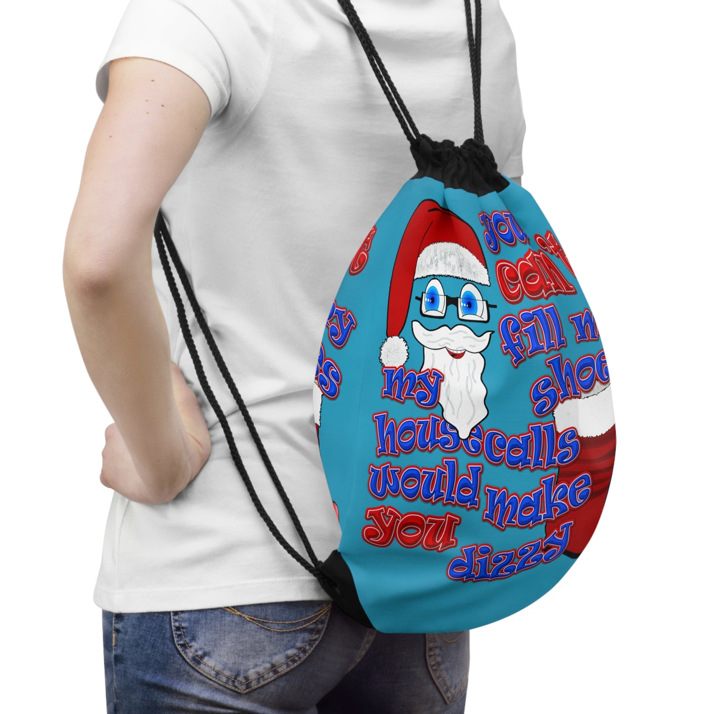 santa's shoes - Drawstring Bag (turquoise)