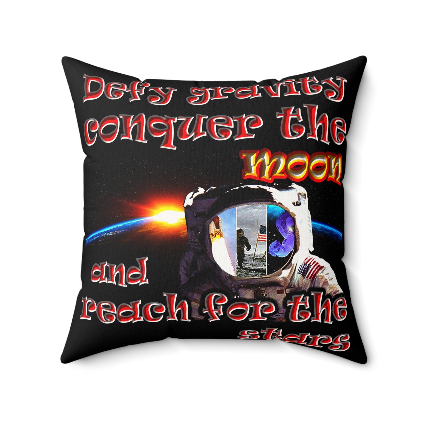 defy conquer reach - Faux Suede Square Pillow - (black)