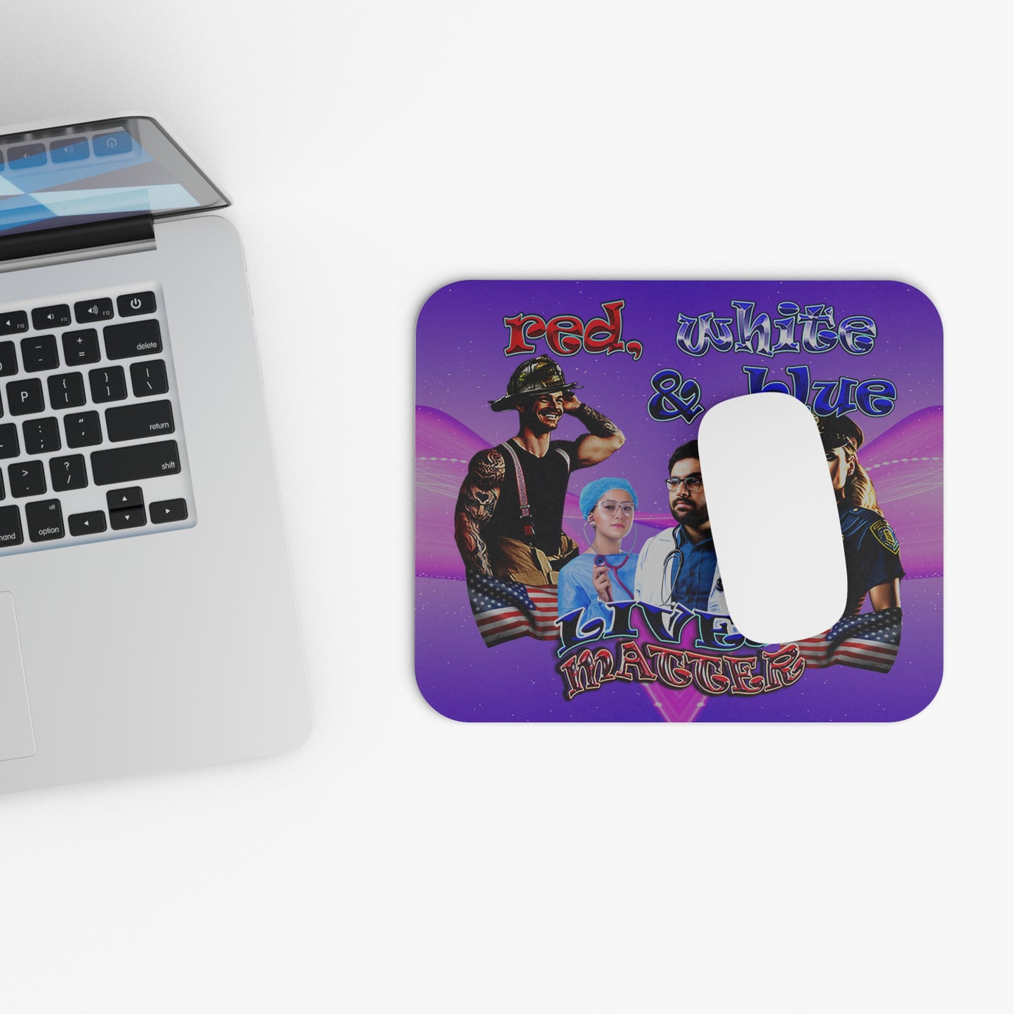 rw&b lives matter - Mouse Pad (Rectangle) (purple-pink wave)