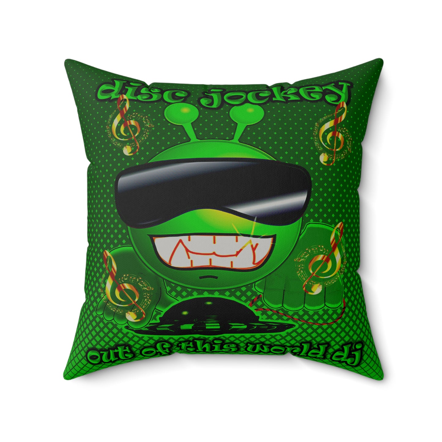 disc jockey - Faux Suede Square Pillow - (logo green)