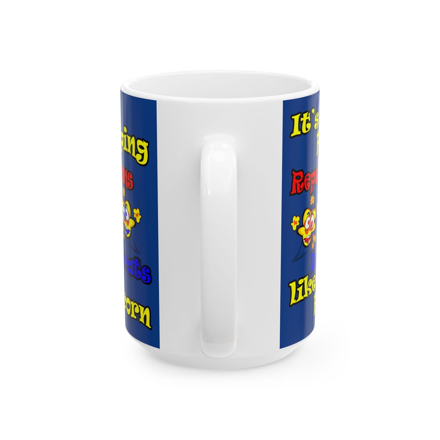 popping like popcorn - White Mug (dark blue)