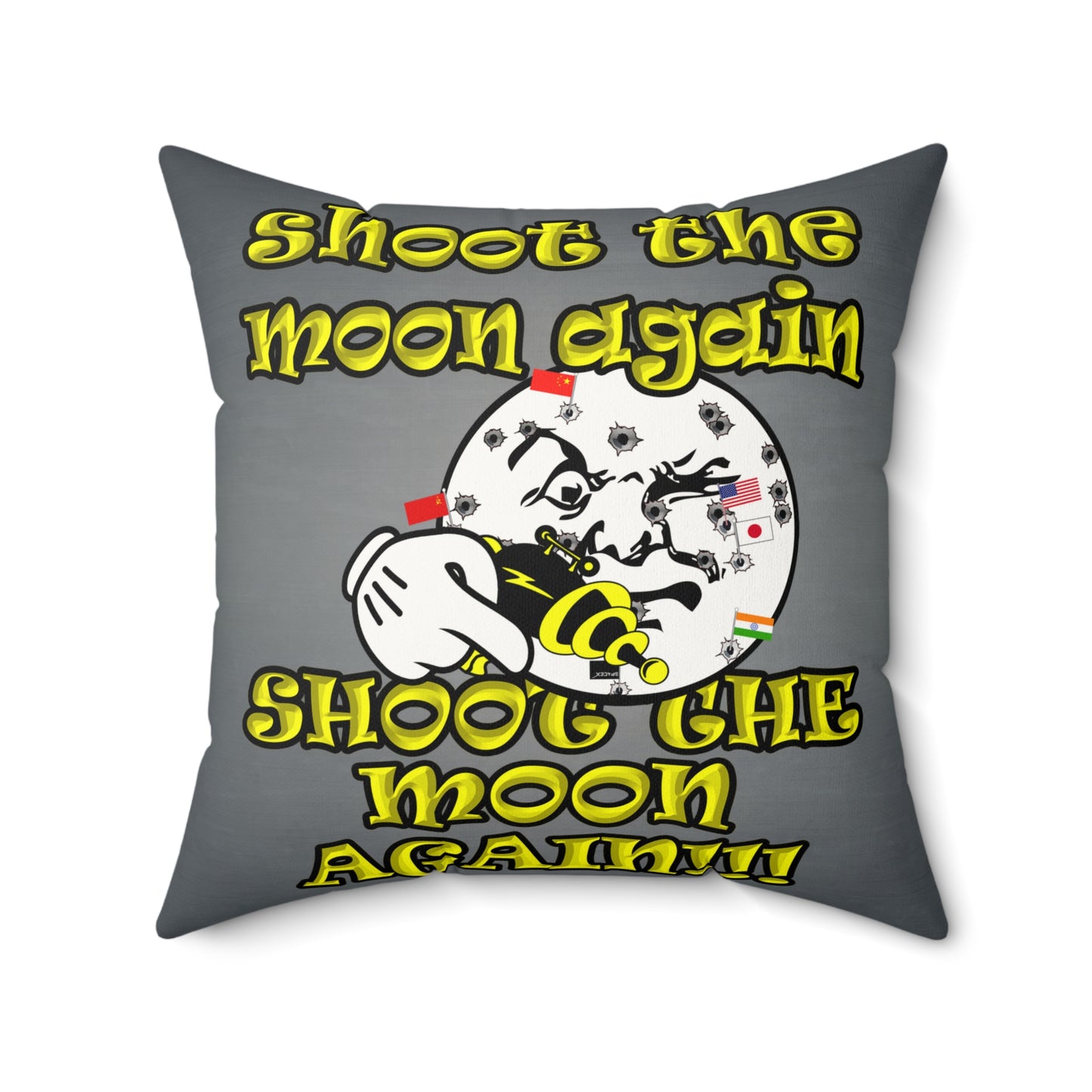 shoot the moon again - Faux Suede Square Pillow - (grey-light grey)