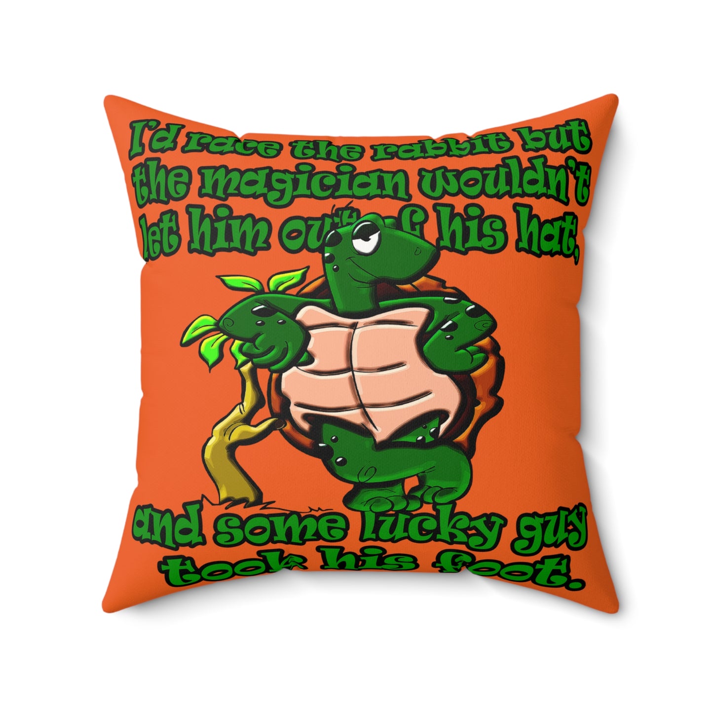 turtle race - Faux Suede Square Pillow - (orange)