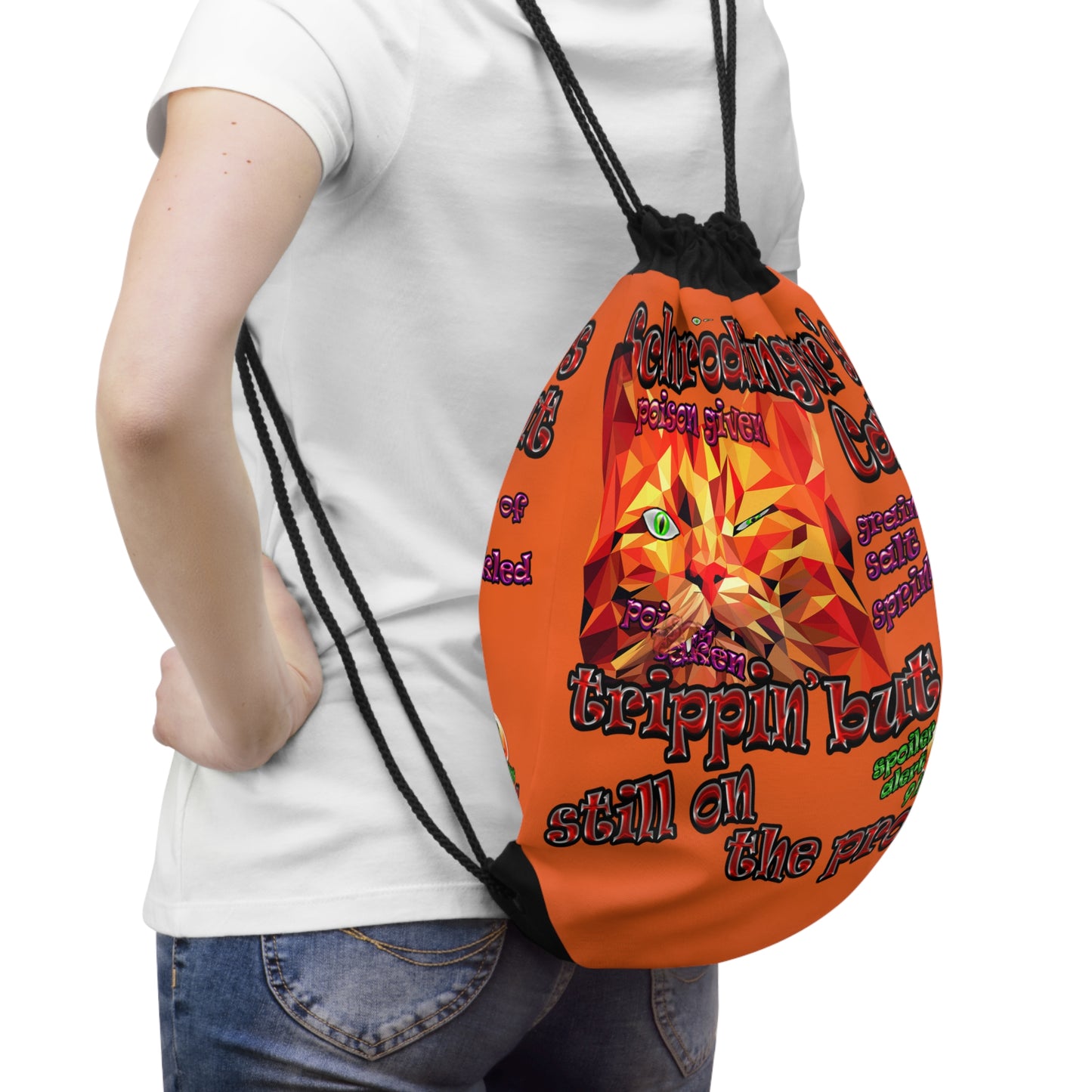 schrodinger's cat - Drawstring Bag (orange)