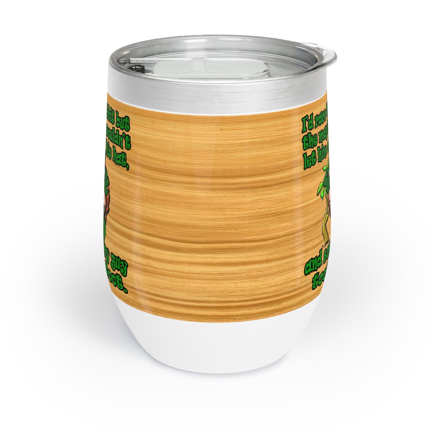 turtle race - Chill Wine Tumbler (butterscotch wood finish)