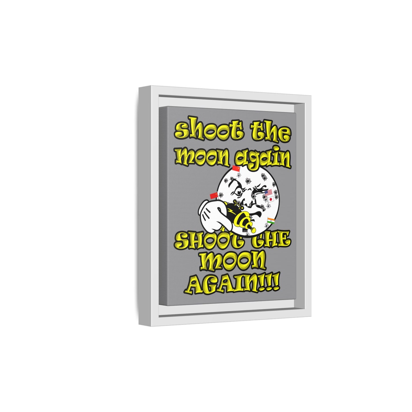 shoot the moon again - framed canvas art (grey)