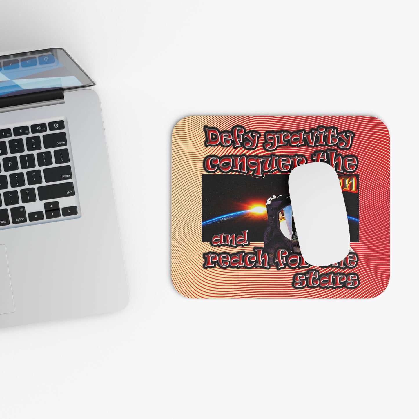 defy conquer reach - Mouse Pad (Rectangle) (yellow-orange wave)