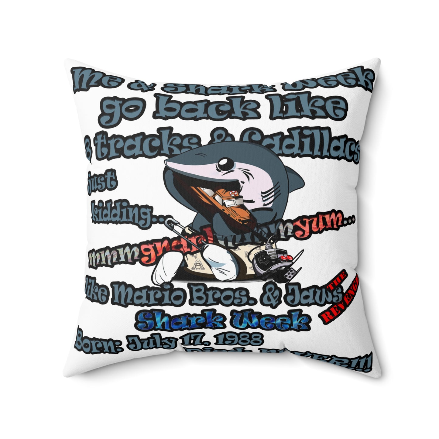 shark week - Faux Suede Square Pillow - (white)